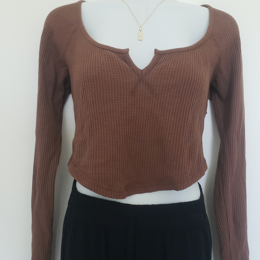 Brown Long Sleeve Women's Top